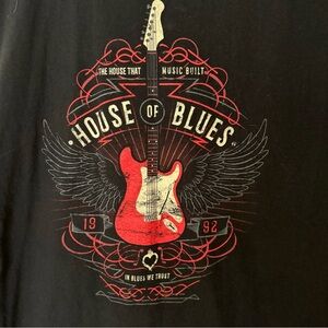 House of Blues Las Vegas Muscle Tank Top Black Guitar Graphic Large 1992